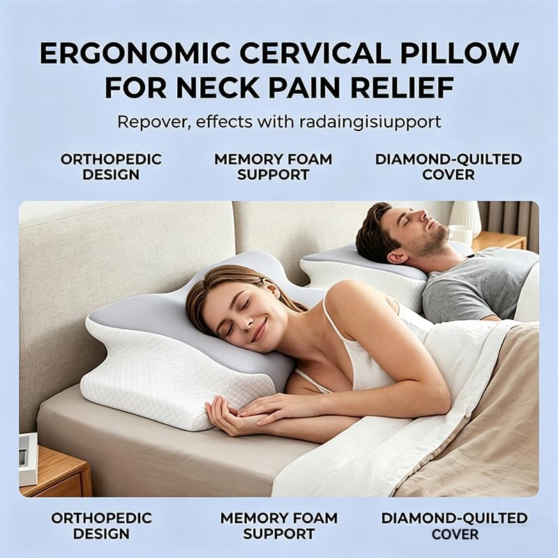 Cooling Neck Support Pillow, Adjustable Cervical Memory Foam for Pain Relief, Odorless Ergonomic Orthopedic Bed Pillows for Side Back Stomach Sleepers, Cozy Sleeping (Grey) - Image 6