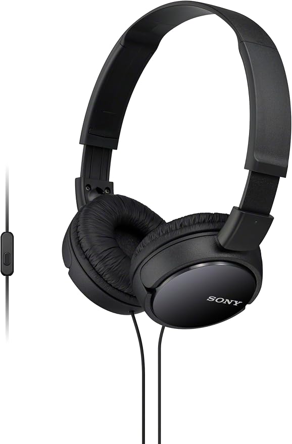 Sony ZX Series Wired On-Ear Headphones with Mic, Black MDR-ZX110AP by Unknown