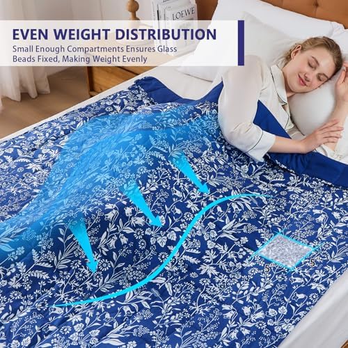 yescool Weighted Blanket for Adults (20 lbs, 60” x 80”, Indigo) Cooling Heavy Blanket for Sleeping Perfect for 190-210 lbs, Queen Size Breathable Blanket with Premium Glass Bead, Machine Washable - Image 4