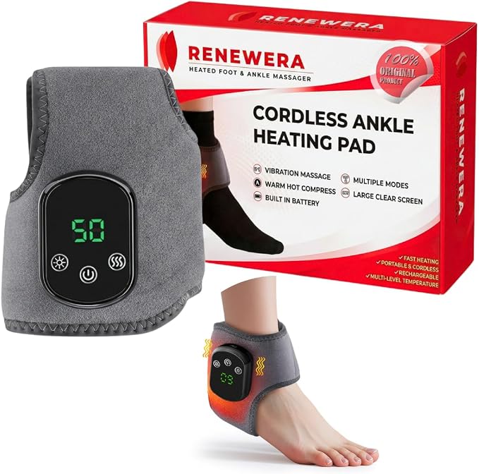 Foot Massager for Neuropathy, Foot Renew Triple Method Massager, Foot and Ankle Massager with Heat, 3 Modes & 5 Heat Levels for Pain Relief & Circulation Support - Gray 1pc by Renewera