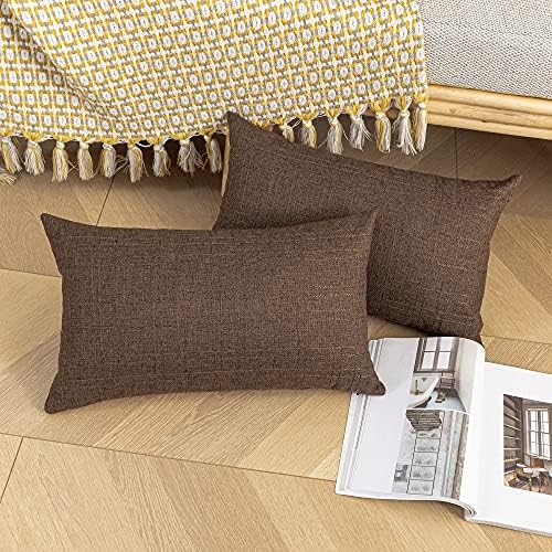 Kevin Textile Outdoor Waterproof 14”x24” Lumbar Pillow Covers 2 Pack, Brown - Image 4