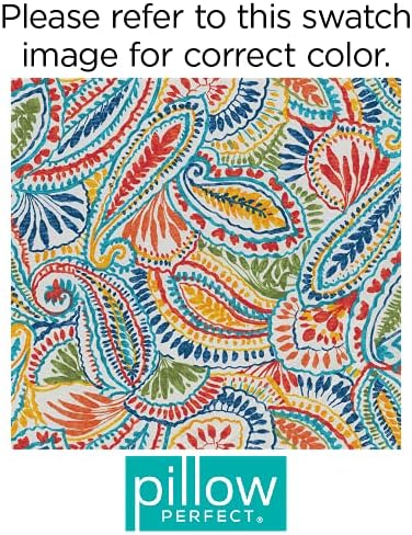 Pillow Perfect Paisley Indoor/Outdoor Accent Throw Pillow, Plush Fill, Weather, and Fade Resistant, Throw - 16.5" x 16.5", Blue/Multi Ummi, 2 Count - Image 4