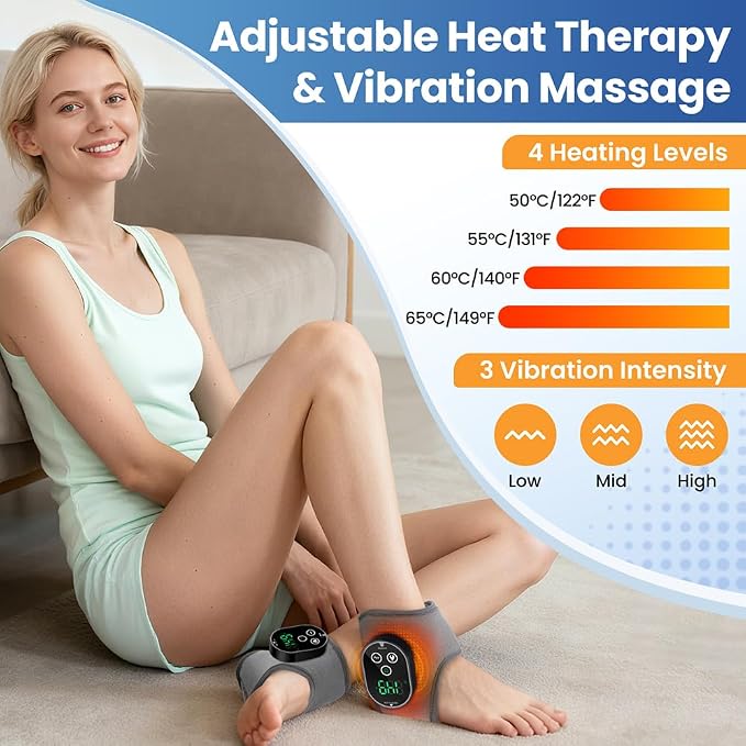 2PCS Cordless Ankle Heating Pad with Massager, Foot and Ankle Massager - Image 5