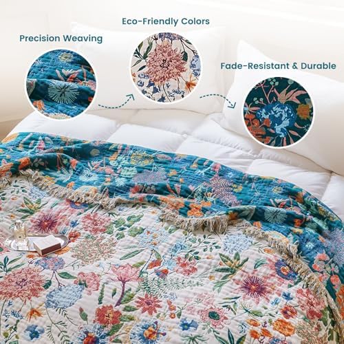 MSGKV Boho Throw Blanket 50"x60" Summer Cotton Orchid Blanket for Couch - Image 3