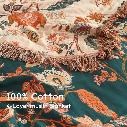 Boho Throw Blanket for Bed 60”x80”, 100% Cotton Blanket for Couch Sofa - Image 5