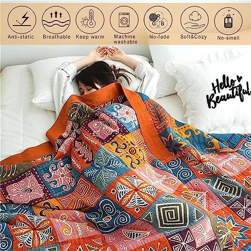 MSGKV Boho Throw Blanket 60"x80" 100% Cotton Checkered Throw for Couch - Image 4