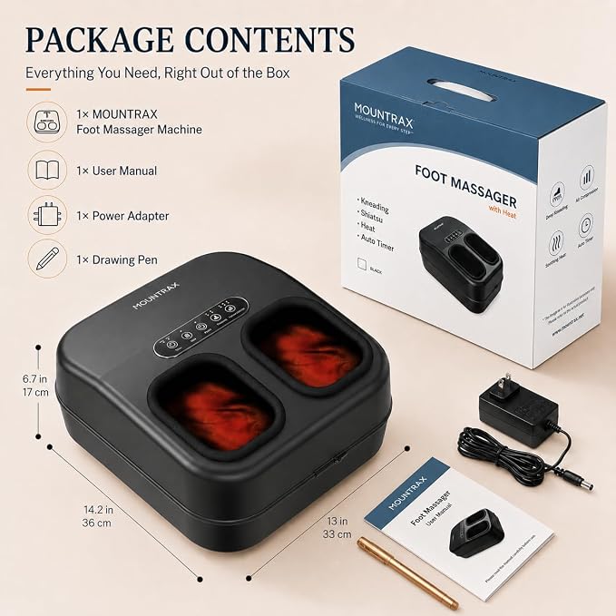 MOUNTRAX Foot Massager with Heating, Compression, Deep Shiatsu Kneading Electric for Plantar Fasciitis, Neuropathy, Improve Circulation and Pain Relief for Father and Mother's Day Gifts - Image 10