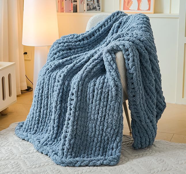 Chunky Knit Blanket Throw for Couch, 51"x63" Chunky Yarn Knitted Blankets - Image 7