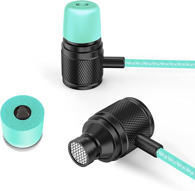LUDOS Ultra Wired Earbuds in-Ear Headphones, 5 Years Warranty, Earphones with Mic, Noise Isolating Ear Buds, Memory Foam for iPhone, Samsung, School Students, Kids, Women, Small Ears - Turquoise - Image 9