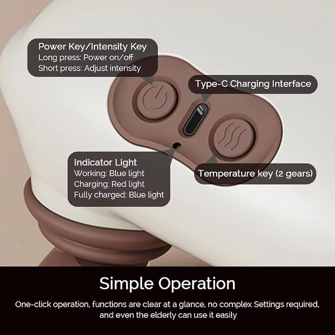 Bionic Heated Massager, Portable Shiatsu Neck and Back Massager, Electric Deep Tissue 4D Kneading Massage, Simulated Human Hand Design for Pain Relief and Muscle Relax (078Beige) - Image 6