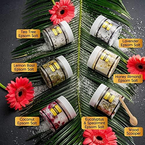 Gifts for Women Who Have Everything Spa Gift Basket, Epsom Bath Salts Gift Basket Set, Self Care Salt W/Essential Oil, Gifts for Mom, Her, Lavender, Eucalyptus, Lemon, Coconut, Tea Tree, Honey Almond - Image 2
