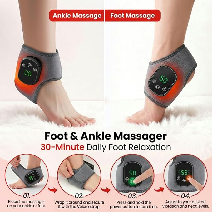 Foot Massager for Neuropathy, Foot Renew Triple Method Massager, Foot and Ankle Massager with Heat, 3 Modes & 5 Heat Levels for Pain Relief & Circulation Support - Gray 1pc - Image 4