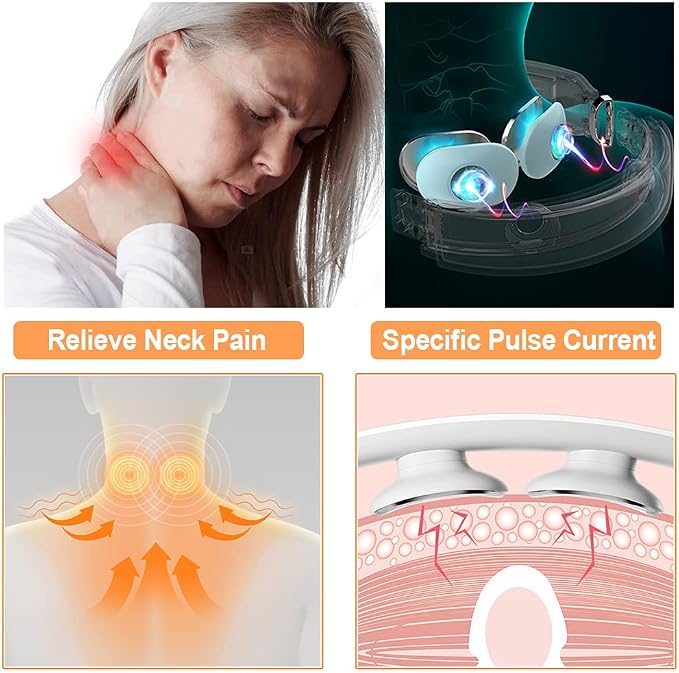 Intelligent Portable Neck Massager with Heat for Pain Relief, Cordless Pulse Neck Massager with Voice Broadcast & 6 Modes 16 Levels Intensity Massage for Office Home Outdoor Use - Image 4