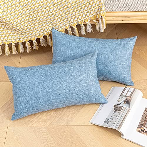 Kevin Textile Outdoor Waterproof 12”x24” Pillow Covers 2 Pack, Light Blue - Image 4