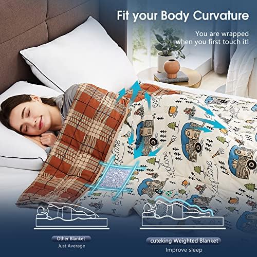 CuteKing Weighted Blanket for Adults (20lbs, 60"x80", Camping) Heavy Blanket for 180-190lbs, Weighted Blanket for Cooling & Heating with Premium Glass Beads, Thick Blanket for Adult All-Season - Image 5