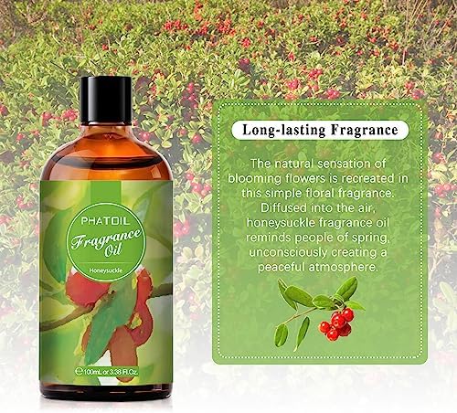 PHATOIL 3.38FL.OZ Honeysuckle Fragrance Oils for Aromatherapy, Essential Oils for Diffusers for Home, Perfect for Diffuser, DIY Candle and Soap Making, DIY Scented Products - 100ml - Image 3