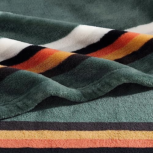 Wrangler - King Size Blanket, Ultra-Soft Plush Blanket, Medium Weight Cozy Bedding, Striped Americana Decor, Western Saddle Green - Image 3