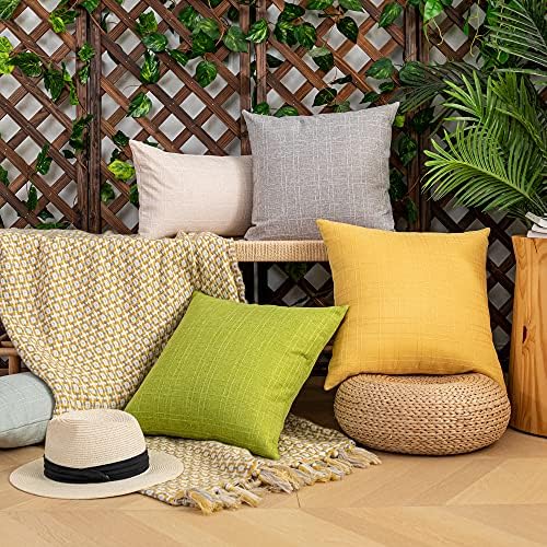 Kevin Textile Outdoor Waterproof 18”x18” Pillow Covers 2 Pack, Yellow - Image 5