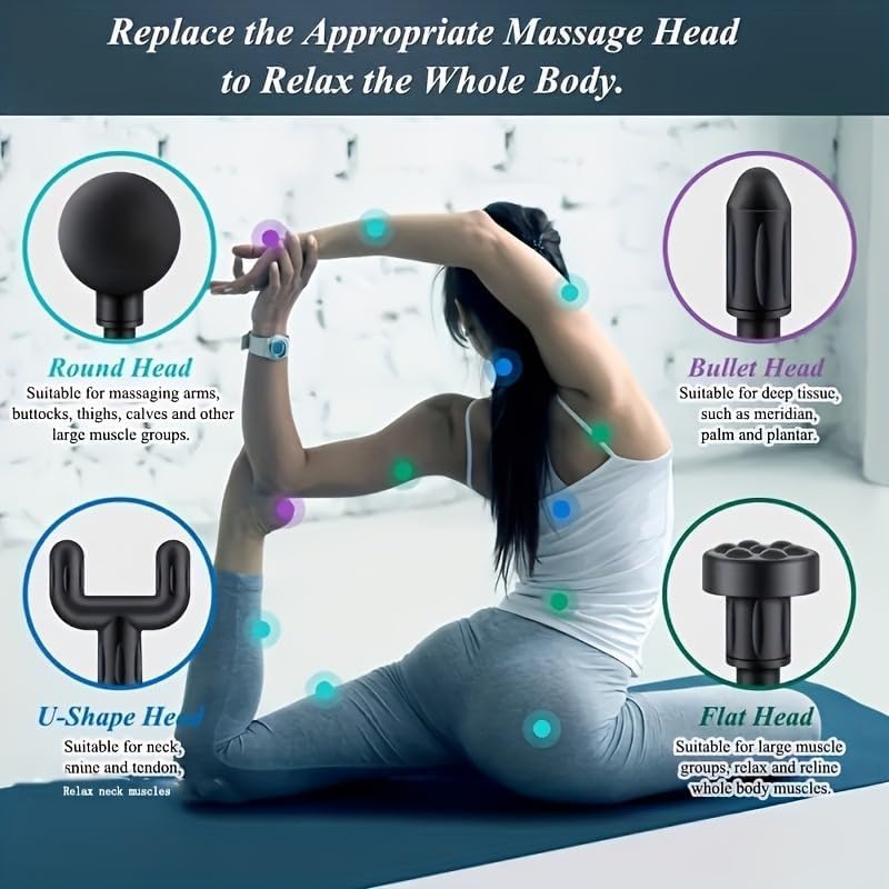 Portable Massage Gun Deep Tissue,Percussion Handheld Muscle Massager Tool, Ideal Gifts for Home & Travel (Black) - Image 4