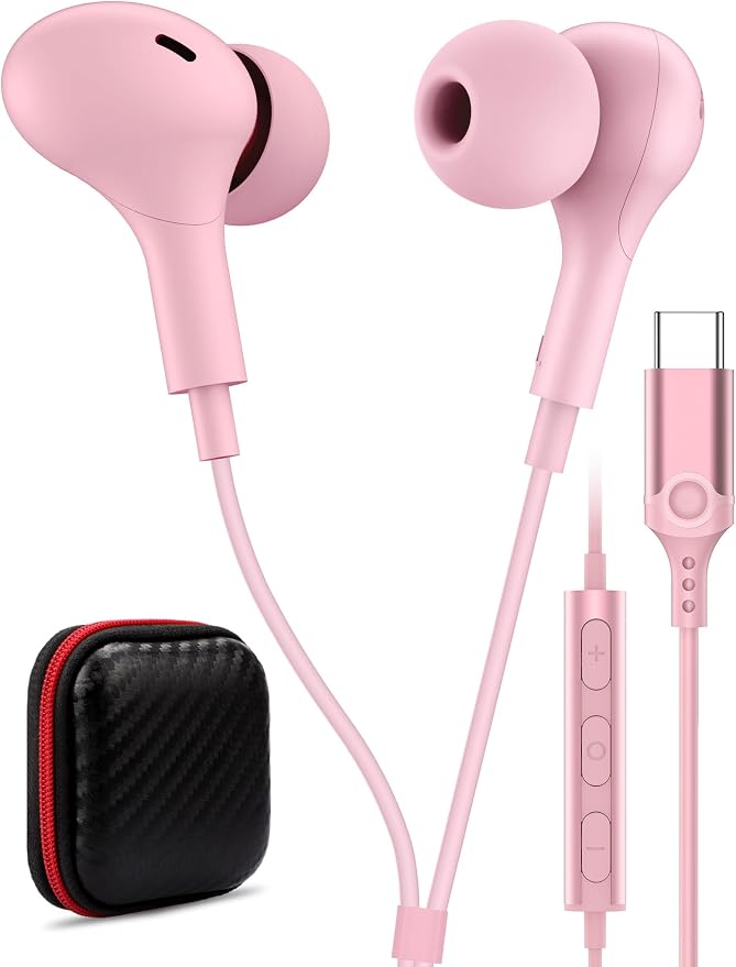 USB C Headphone for Samsung S26 S25 FE S24 A16 A17 Z Wired Earbuds Magnetic | in-Ear Type C Earphone with Microphone Volume Control Bass Stereo Noise Canceling for iPhone 17 Pro Max 16 16e 15 Pixel 10a 9 by AFGHOA