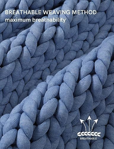 YnM Chunky Throw Blanket, Medium-Weight, Hand Knitted, Skin Friendly, Ventilated and Breathable, Machine Washable, Home Décor Piece for Couch, Sofa and Bed (Cerulean Blue, 50x70 Inch) - Image 5