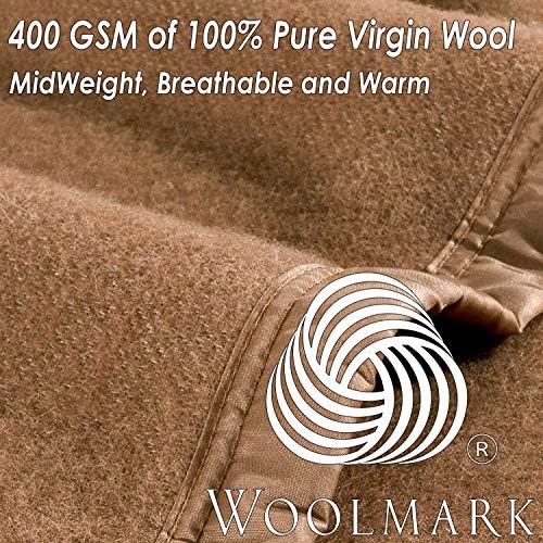 Poyet Motte Rivoli Solid 400GSM 100% Virgin Wool Blanket, Medium/Heavy Weight, Machine Washable (Camel Solid, Twin Size) - Image 4