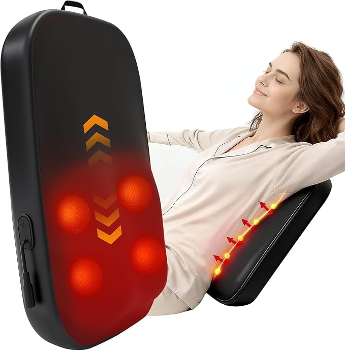 Solucky Back Massager for Pain Relief Deep Tissue, Back Massager with Heat, Deep Kneading Massage for Back, Adjustable Intensity & Dual Modes, Red Light Heating Therapy, 12V Corded for Home & Office by Solucky