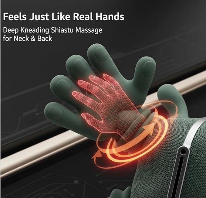 Neck and Shoulder Massager with Heat – Cordless Deep Tissue Shiatsu Back Massager for Pain Relief, Wireless Rechargeable for Home and Office (Green) - Image 4