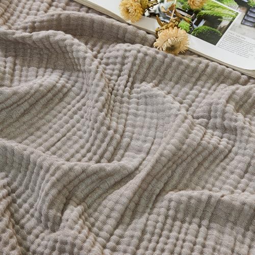 EMME Cotton Muslin King Blanket Breathable Gauze Soft Lightweight Blankets Adults Gifts for Women (Heather Brown, 108"x90") by EMME