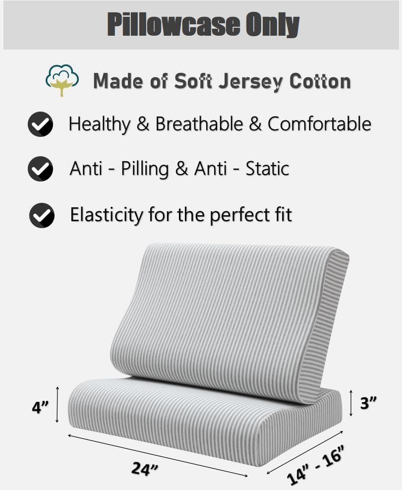Pillow Cover for Memory Foam Pillow/Latex Pillow/Cervical Pillow,Replacement Pillow Case,Soft Cotton Pillow Protector - Image 2