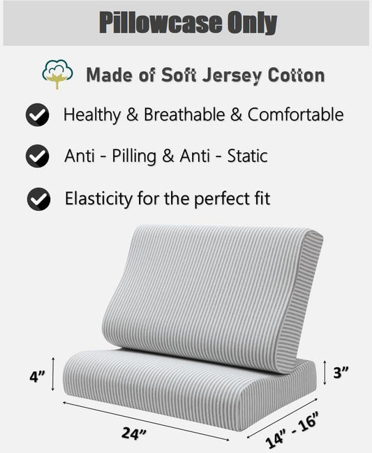 Pillow Cover for Memory Foam Pillow/Latex Pillow/Cervical Pillow,Replacement Pillow Case,Soft Cotton Pillow Protector - Image 2