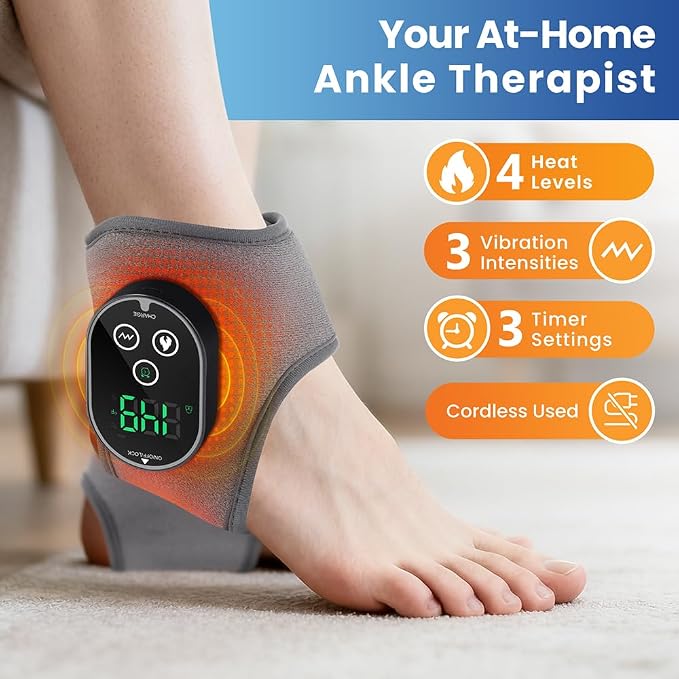 2PCS Cordless Ankle Heating Pad with Massager, Foot and Ankle Massager - Image 2
