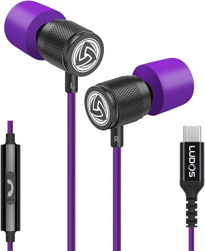 LUDOS Ultra USB C Headphones for iPhone 17 16 15 Pro Max Plus Air iPad Pro, 5 Years Warranty, Magnetic USB-C Earbuds for Samsung Galaxy S24 S23 Ultra S22 S21 FE S20 A55 A54 A53, USB Type C Earphones by Ludos