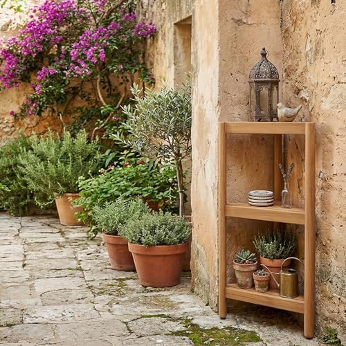 Asta Select Solid Teak Free Standing Corner Shelf, 3-Tier Bathroom Corner Stand, Corner Rack for Bathroom, Kitchen, Living Room, Bedroom, Fully Assembled, ST-80 - Image 5