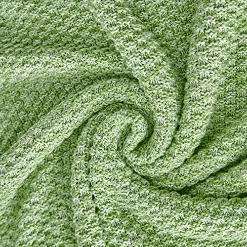 Longhui bedding 100% Cotton Knitted Throw Blanket – Green, Soft & Cozy, Machine Washable, 60"x80" – Perfect for Living Room, Couch, Sofa, Bed or Travel - Image 2