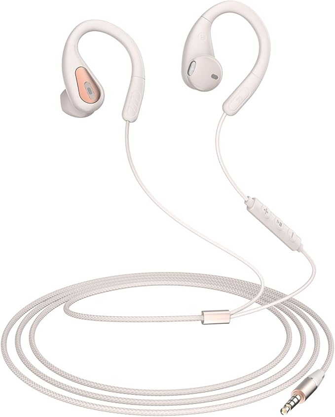 Wired Earbuds with Ear Hooks, 14.2mm Hi-Fi Stereo Over Ear Headphones with Microphone & Volume Control, Secure Fit Sports Earphones Compatible with Smartphones, Laptop, Tablet by Unknown