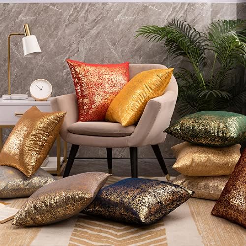 Deeprove Throw Pillow Cover Both Sides Sparkle Foil Print, Bronzing Velvet Hidden Zipper Closure Accent Pillow Cushion Case for Bedroom, Living Room, Sofa, Square 20 x 20 Inches, 1 Pack, Navy Blue - Image 5