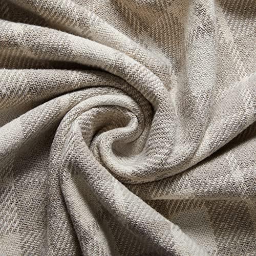 Americanflat 50x60 Throw Blanket - Soft and Breathable Cotton Throw Blanket for Couch, Bed, Chair - Decorative Blankets Perfect for Home, Office, or Outdoor Use - Cream and Beige Plaid Design - Image 3
