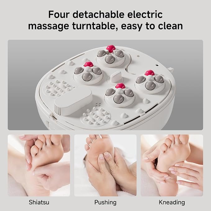 11.5-inch Foot Spa with Four Detachable Electric Massage Turntables, Featuring Circular Water Column Surfing Technology, Built-in Timer, and Intelligent Water Temperature Control - Image 2
