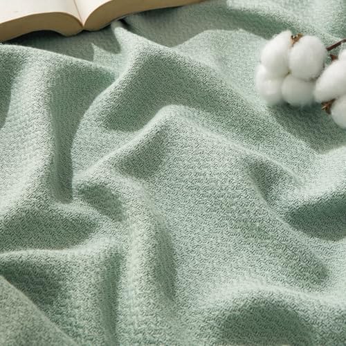 Bedsure 100% Cotton Blanket, Herringbone Weave, Twin-XL, Sage Green by Unknown