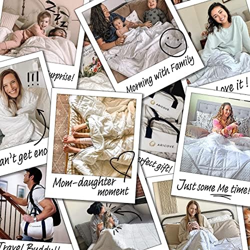 Aricove Cooling Weighted Blanket for Adults, 12 lbs, Full/Queen Size Weighted Blanket, 60x80 inches, Silky Soft Bamboo Viscose, Machine Washable, White - Image 7