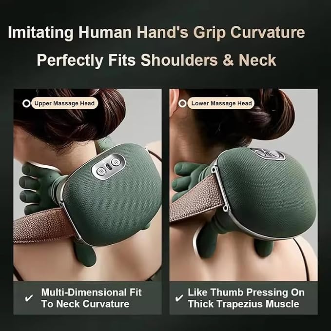 Bionic Heated Massager, Portable Shiatsu Neck and Back Massager, Electric Deep Tissue 5D Kneading Massage, Simulated Human Hand Design for Pain Relief and Muscle Relax (PY-071green) - Image 4