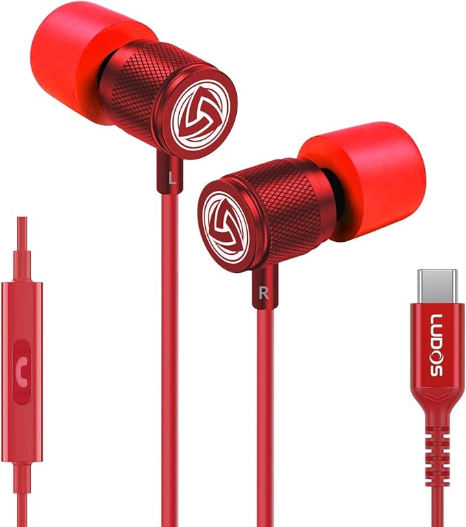 LUDOS Ultra USB C Headphones for iPhone 17 16 15 Pro Max Plus Air iPad Pro, 5 Years Warranty, Magnetic USB-C Earbuds for Samsung Galaxy S24 S23 Ultra S22 S21 FE S20 A55 A54 A53, USB Type C Earphones by Ludos