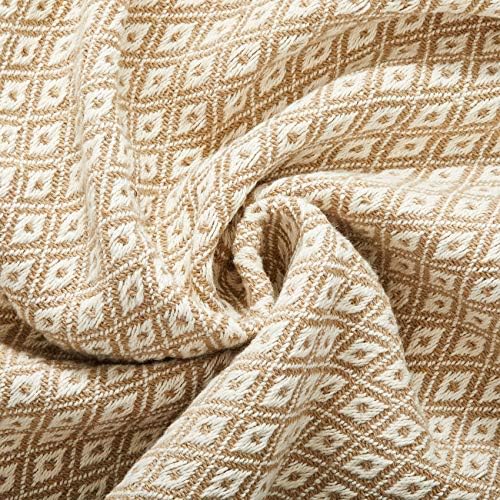 Americanflat 50x60 Throw Blanket - Soft and Breathable Cotton Throw Blanket for Couch, Bed, Chair - Decorative Blankets Perfect for Home, Office, or Outdoor Use - Khaki and White Mini Diamond Design - Image 4