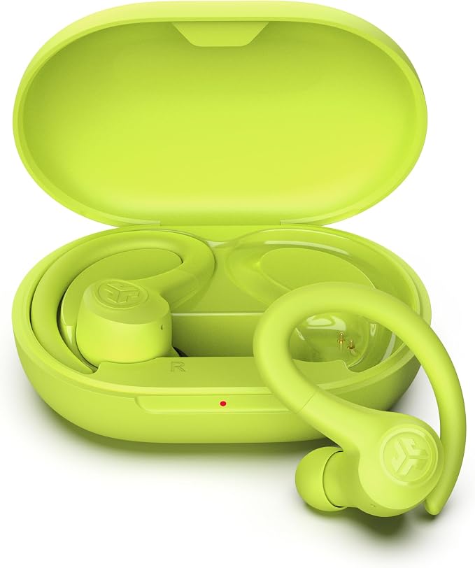 JLab, Go Sport+, True Wireless Workout Earbuds, Bluetooth Sport Earbuds, Clear Calling, Yellow | True Wireless Headphones Bluetooth, Hook Over Ear Earbuds for Sports & Gym, 35+ Hours, IP55 Sweatproof, Be Aware by JLab