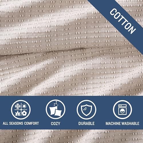 Tommy Bahama - Queen Blanket, Naturally Soft & Breathable Bedding for Couch or Bed, Lightweight for Year Round Comfort (Woven Textured Natural Brown) - Image 4