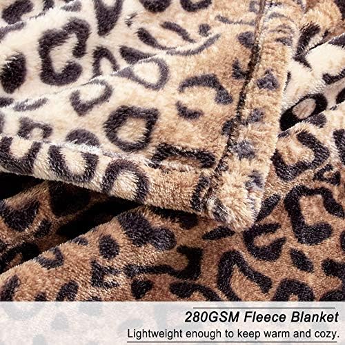 Viviland Flannel Fleece Blanket Queen Size 90x90 inches, Lightweight, Super Soft Cozy Warm Blanket, Leopard Print - Image 3