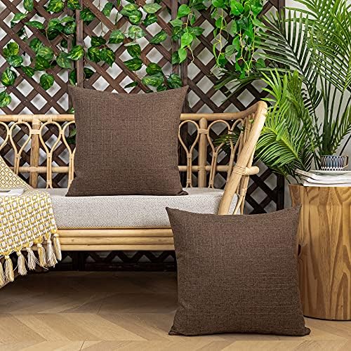 Kevin Textile Outdoor Waterproof 26”x26” Pillow Covers 2 Pack, Brown - Image 5
