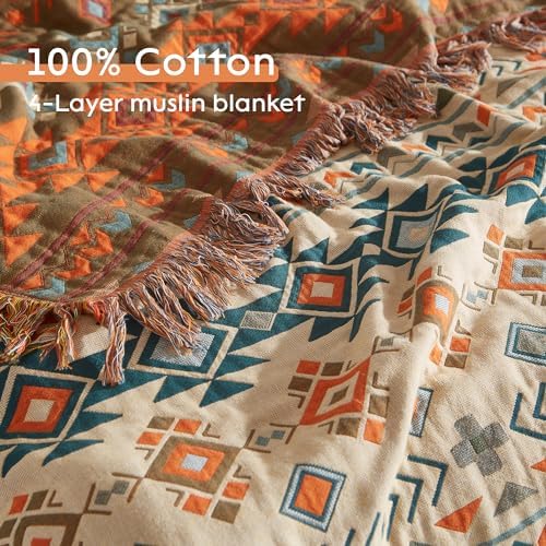 Boho Throw Blanket for Bed 60”x80”, 100% Cotton Blanket for Couch Sofa - Image 6