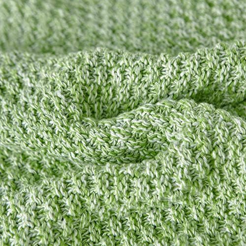 Longhui bedding 100% Cotton Knitted Throw Blanket – Green, Soft & Cozy, Machine Washable, 51"x63" – Perfect for Living Room, Couch, Sofa, Bed or Travel - Image 3